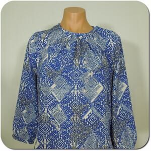 PIPERLIME Blouse XS Collection Womens Printed 3/4 Sleeves Pleated Front